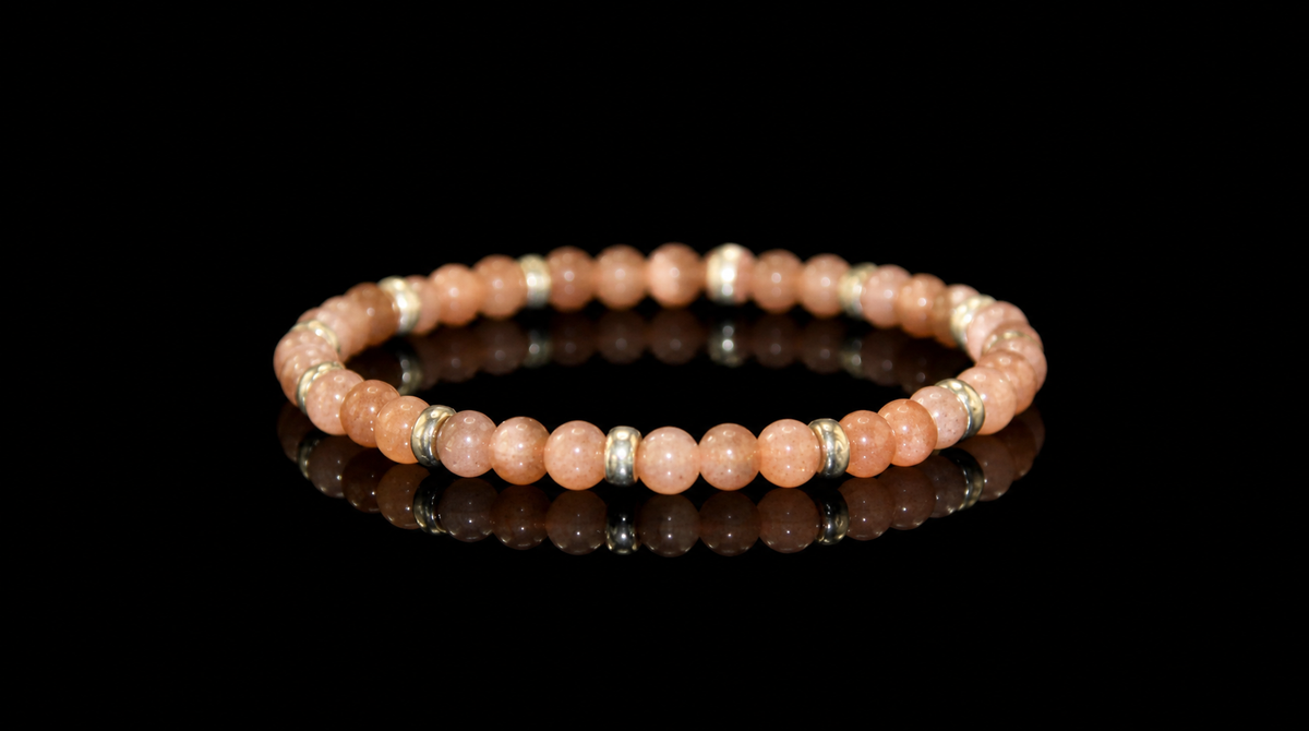 Pulsera de Moonstone Naranja y Plata 925 — Luna de Sangre