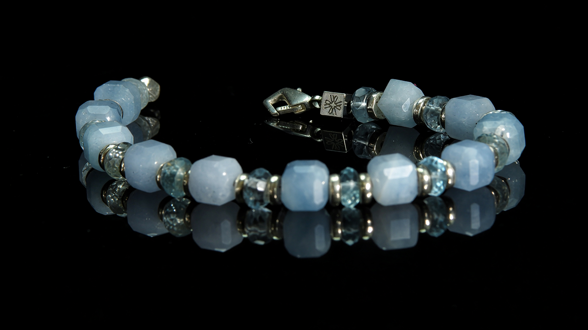 Pulsera de Aguamarina Facetada y Plata 925 — Berilo