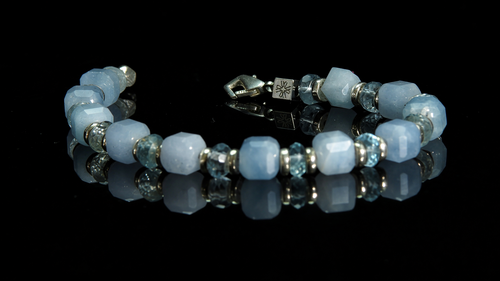 Pulsera de Aguamarina Facetada y Plata 925 — Berilo