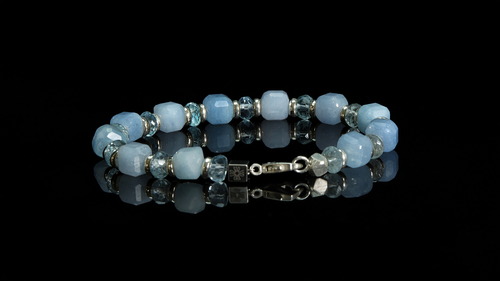 Pulsera de Aguamarina Facetada y Plata 925 — Berilo