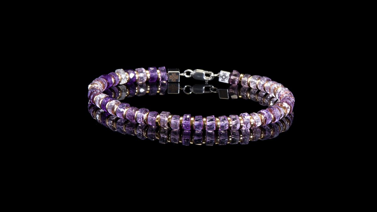 Pulsera Amatista y Hematita Dorada - Cardinal