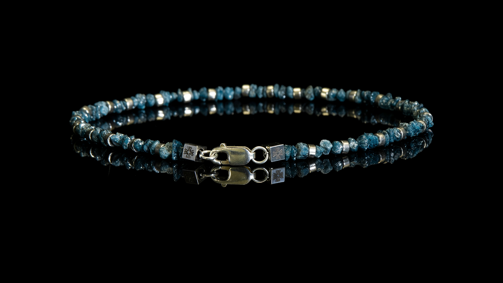 Pulsera de Bruto de Diamante Azul y Plata-925 - Cherenkov
