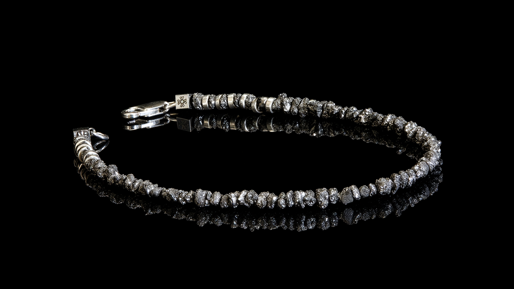 Pulsera de Bruto de Diamante Negro y Plata 925 — Cratón